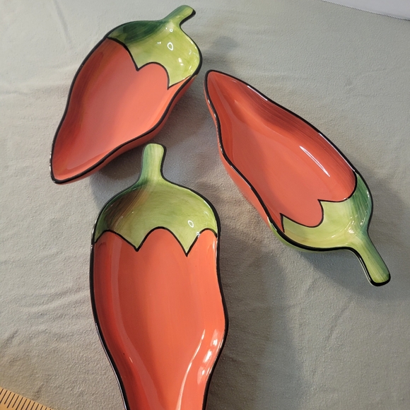 Set of 3 Vintage 1999 Clay Art Chili Fiesta Dip Bowls 🌶 A3 - Picture 8 of 9